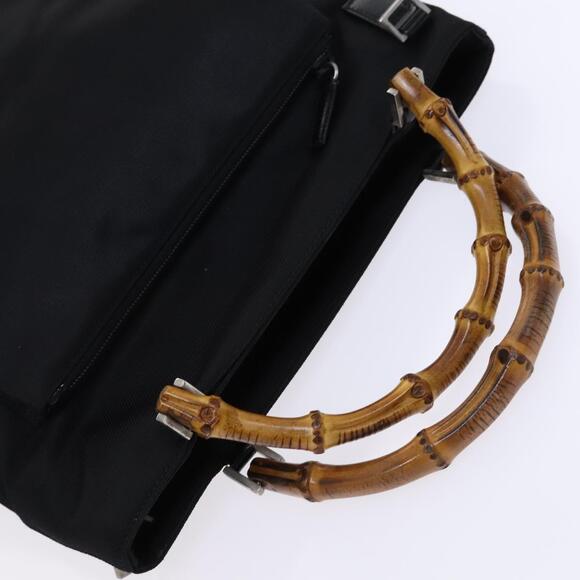GUCCI Bamboo Hand Bag Nylon Black Silver 002 2122 002 2122 - Picture 6 of 12